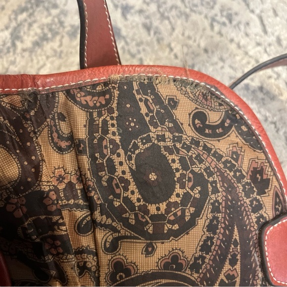 VTG BELLE ROSE LEATHER 2-SECTION FLAP CROSSBODY SHOULDER BAG Red - Picture 10 of 12